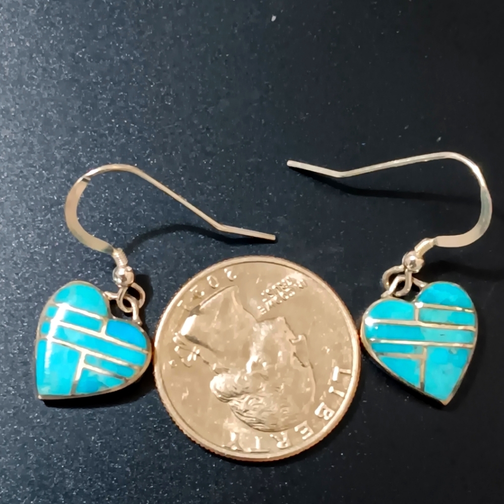 Sterling Silver Tuqouise Heart Earrings